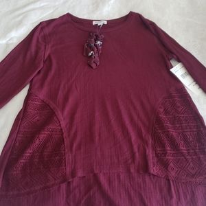 Brand new burgundy color shirt by eyeshadow girls